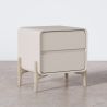 Buy Modern Scandi nightstand covered in faux leather with 2 drawers and natural wood legs - Barel Cream 61796 in the United Kingdom