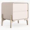 Buy Modern Scandi nightstand covered in faux leather with 2 drawers and natural wood legs - Barel Cream 61796 at MyFaktory
