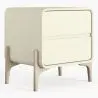 Buy Modern Scandi nightstand covered in faux leather with 2 drawers and natural wood legs - Barel Cream 61796 at MyFaktory