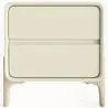 Buy Modern Scandi nightstand covered in faux leather with 2 drawers and natural wood legs - Barel Cream 61796 - in the UK