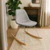 Buy Rocking Chair Modern Fabric Upholstered for Adults - Steel and Wood Legs - Lumi Light grey 61812 in the United Kingdom