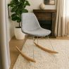 Buy Rocking Chair Modern Fabric Upholstered for Adults - Steel and Wood Legs - Lumi Light grey 61812 in the United Kingdom
