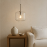 Buy Modern Glass Pendant Lamp - Adjustable Cable - Svalir Silver 61817 - in the UK