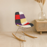 Buy Rocking Chair Modern Patchwork – Nordic Style with Wooden and Steel Legs - Lumi Multicolour 61816 with a guarantee