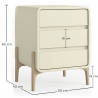 Buy Modern Scandi nightstand covered in faux leather with 3 drawers and natural wood legs - Barel Cream 61827 home delivery