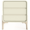Buy Modern Scandi nightstand covered in faux leather with 3 drawers and natural wood legs - Barel Cream 61827 - in the UK