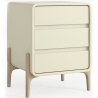 Buy Modern Scandi nightstand covered in faux leather with 3 drawers and natural wood legs - Barel Cream 61827 at MyFaktory