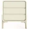 Buy Modern Scandi nightstand covered in faux leather with 3 drawers and natural wood legs - Barel Cream 61827 - in the UK
