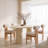 Buy Chair Chenille Upholstered - Light Natural Rubber Wood Frame - Taroj Beige 61874 in the United Kingdom