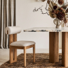 Buy Chair Chenille Upholstered - Light Natural Rubber Wood Frame - Taroj Beige 61874 in the United Kingdom