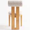 Buy Chair Chenille Upholstered - Light Natural Rubber Wood Frame - Taroj Beige 61874 - in the UK