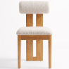 Buy Chair Chenille Upholstered - Light Natural Rubber Wood Frame - Taroj Beige 61874 - in the UK