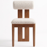 Buy Chair Chenille Upholstered - Dark Natural Rubber Wood Frame - Taroj Beige 61875 - in the UK
