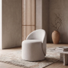 Buy Stool Low Round – Upholstered Seat with Backrest – Yera White 61873 - prices