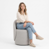 Buy Stool Low Round – Upholstered Seat with Backrest – Yera White 61873 home delivery
