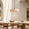 Buy Ceiling light pendant - Wood & travertine - Leonore Beige 61881 in the United Kingdom