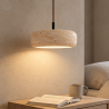 Buy Ceiling light pendant - Wood & travertine - Leonore Beige 61881 - prices