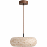Buy Ceiling light pendant - Wood & travertine - Leonore Beige 61881 - in the UK