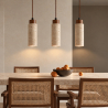 Buy Ceiling light pendant wood & travertine - Eloisa Beige 61882 in the United Kingdom