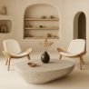 Buy Designer armchair - Scandinavian armchair - Faux leather upholstery - Luna Ivory 16774 with a guarantee