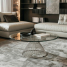 Buy Coffee Table Round Glass and Metal – Modern Living Room Table – Cylinder Steel 16325 in the United Kingdom