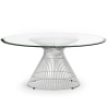 Buy Coffee Table Round Glass and Metal – Modern Living Room Table – Cylinder Steel 16325 home delivery