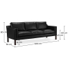 Buy Design Sofa 2213 (3 seats) - Premium Leather Black 13928 - in the UK