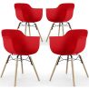 Buy Dining Chair - Scandinavian Design - Wooden Legs - Pack of 4 - Skandiva Red 51346 in the United Kingdom