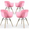 Buy Dining Chair - Scandinavian Design - Wooden Legs - Pack of 4 - Skandiva Pink 51346 home delivery