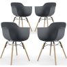 Buy Dining Chair - Scandinavian Design - Wooden Legs - Pack of 4 - Skandiva Dark grey 51346 - prices