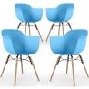 Buy Dining Chair - Scandinavian Design - Wooden Legs - Pack of 4 - Skandiva Blue 51346 in the United Kingdom