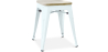 Buy Bistrot Metalix style stool - Metal and Light Wood  - 45cm Grey blue 59692 with a guarantee