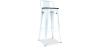 Buy Bistrot Metalix stool Wooden and small backrest - 76 cm Grey blue 59118 - prices