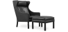 Buy 2204 Armchair with Matching Ottoman - Premium Leather Black 15450 - in the UK