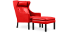 Buy 2204 Armchair with Matching Ottoman - Premium Leather Red 15450 with a guarantee