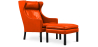 Buy 2204 Armchair with Matching Ottoman - Premium Leather Orange 15450 - in the UK