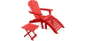 Buy Adirondack Garden long Chair + Footrest + Table Wood Outdoor Furniture Set - Anela Red 60010 - in the UK
