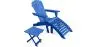 Buy Adirondack Garden long Chair + Footrest + Table Wood Outdoor Furniture Set - Anela Blue 60010 - prices