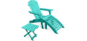 Buy Adirondack Garden long Chair + Footrest + Table Wood Outdoor Furniture Set - Anela Green 60010 in the United Kingdom