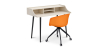 Buy Office Desk Table Wooden Design Scandinavian Style Eldrid + Design Office Chair with Wheels Orange 60066 with a guarantee