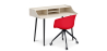 Buy Office Desk Table Wooden Design Scandinavian Style Eldrid + Design Office Chair with Wheels Red 60066 - in the UK