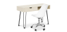 Buy Office Desk Table Wooden Design Hairpin Legs Scandinavian Style Hakon + Tulip swivel office chair with wheels White 60067 - in the UK
