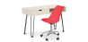 Buy Office Desk Table Wooden Design Hairpin Legs Scandinavian Style Hakon + Tulip swivel office chair with wheels Red 60067 - in the UK