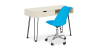 Buy Office Desk Table Wooden Design Hairpin Legs Scandinavian Style Hakon + Tulip swivel office chair with wheels Turquoise 60067 in the United Kingdom