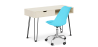 Buy Office Desk Table Wooden Design Hairpin Legs Scandinavian Style Hakon + Tulip swivel office chair with wheels Light blue 60067 at MyFaktory