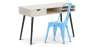Buy Desk Table Wooden Design Scandinavian Style Viggo + Bistrot Metalix Chair New edition Pastel blue 60065 - in the UK