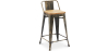 Buy Bar stool with small backrest  Bistrot Metalix industrial Metal and Light Wood - 60 cm - New Edition Metallic bronze 60125 - in the UK