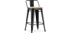 Buy Bar stool with small backrest  Bistrot Metalix industrial Metal and Light Wood - 60 cm - New Edition Black 60125 in the United Kingdom
