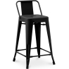 Buy Bar Stool with Backrest - Industrial Design - 60cm - New Edition - Metalix Black 60126 - in the UK