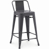 Buy Bar Stool with Backrest - Industrial Design - 60cm - New Edition - Metalix Dark grey 60126 home delivery